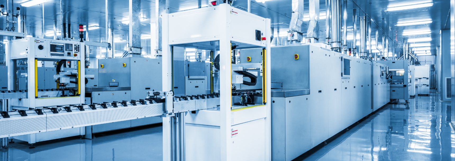 Automated production and test line on a factory floor
